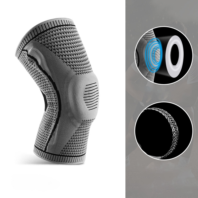 Silicone Spring Breathable Knitted Sports Knee Pads-traneing