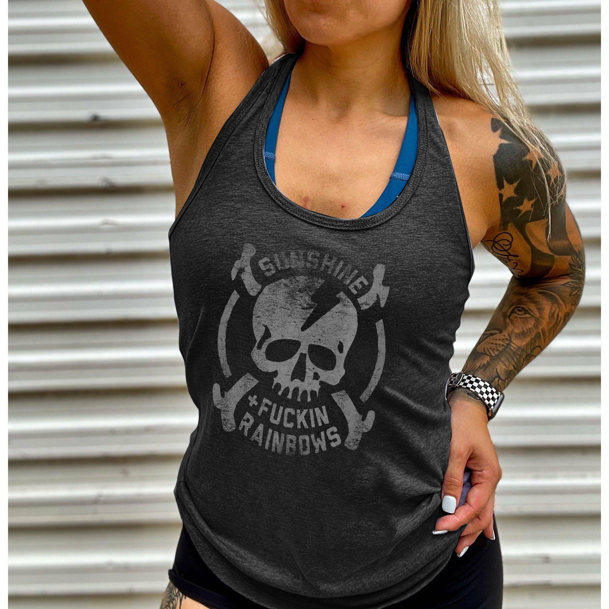 Sunshine Rainbows Skull Printed Women's Tank