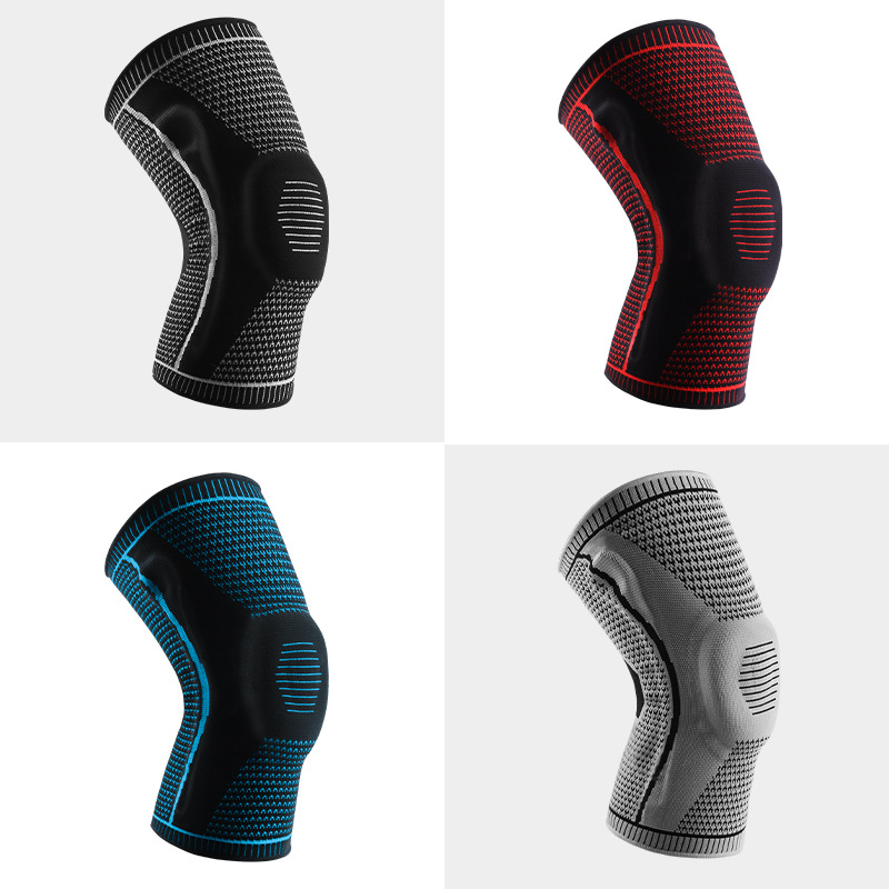 Silicone Spring Breathable Knitted Sports Knee Pads-traneing
