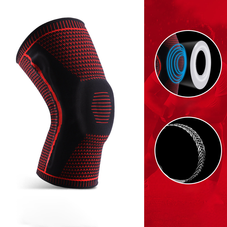 Silicone Spring Breathable Knitted Sports Knee Pads-traneing