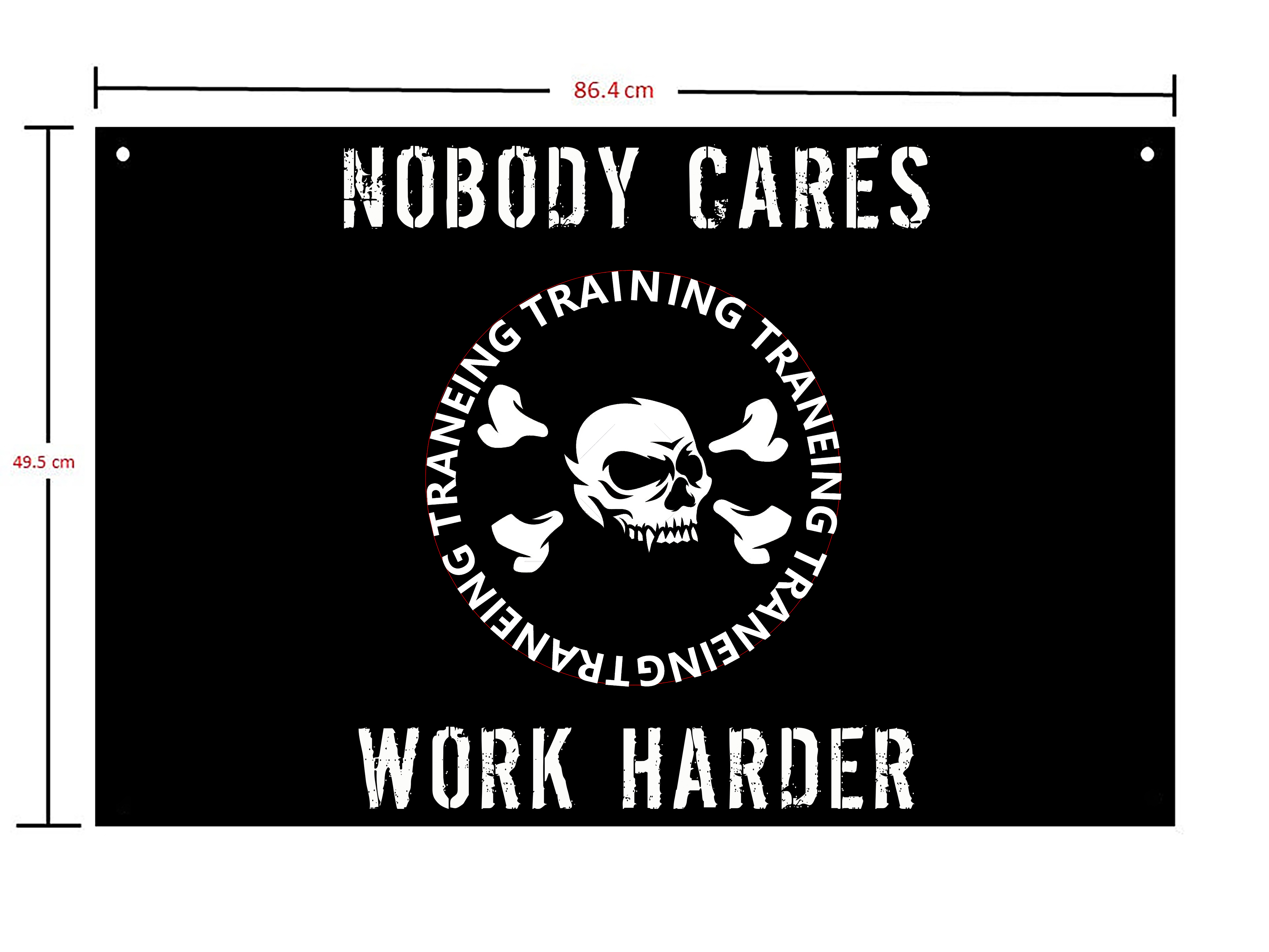 Nobody Cares Work Harder Skull Print Flags-traneing