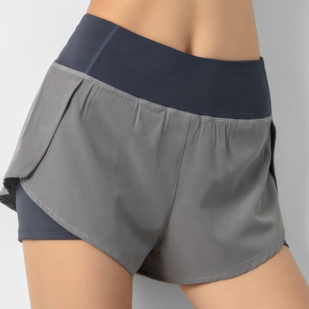 Fake Two Piece Fitness Pocket Athleisure Yoga Pants-traneing