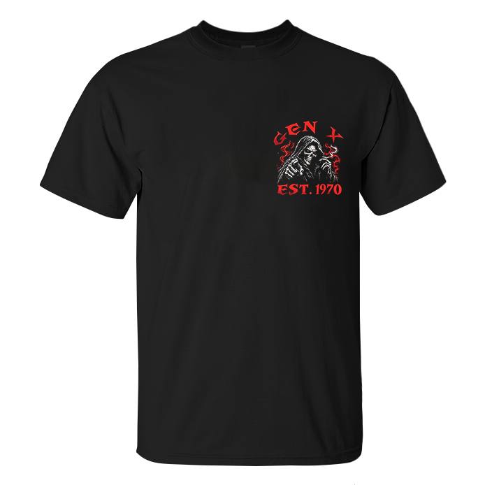 I Didn't Turn into an Asshole Overnight Smoking Grim Reaper Red Flames Gothic GENX Men's Cotton Graphic T-Shirt