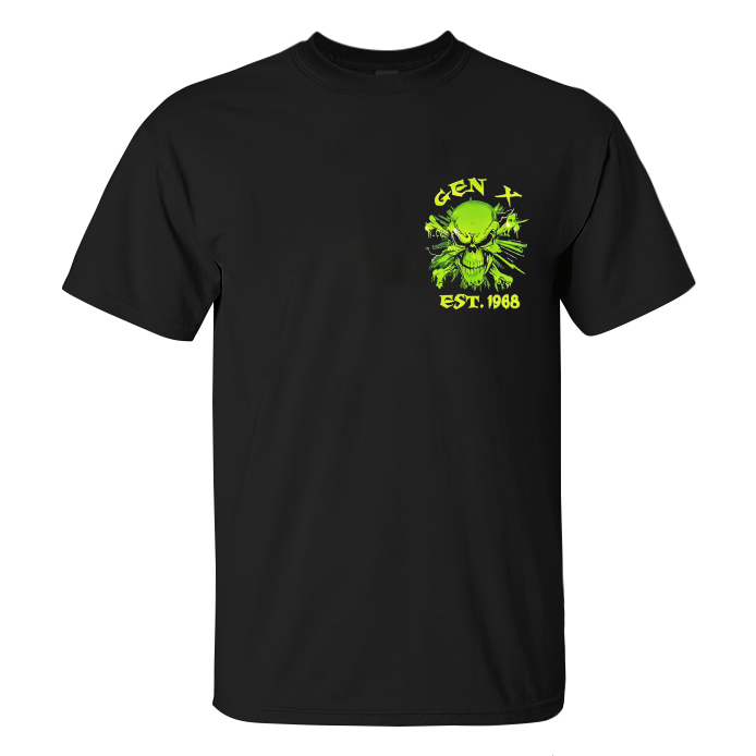 I Am Who I Am Your Approval Isn't Needed Neon Green Skull and Crossbones Gothic GENX Men's Cotton Graphic T-Shirt