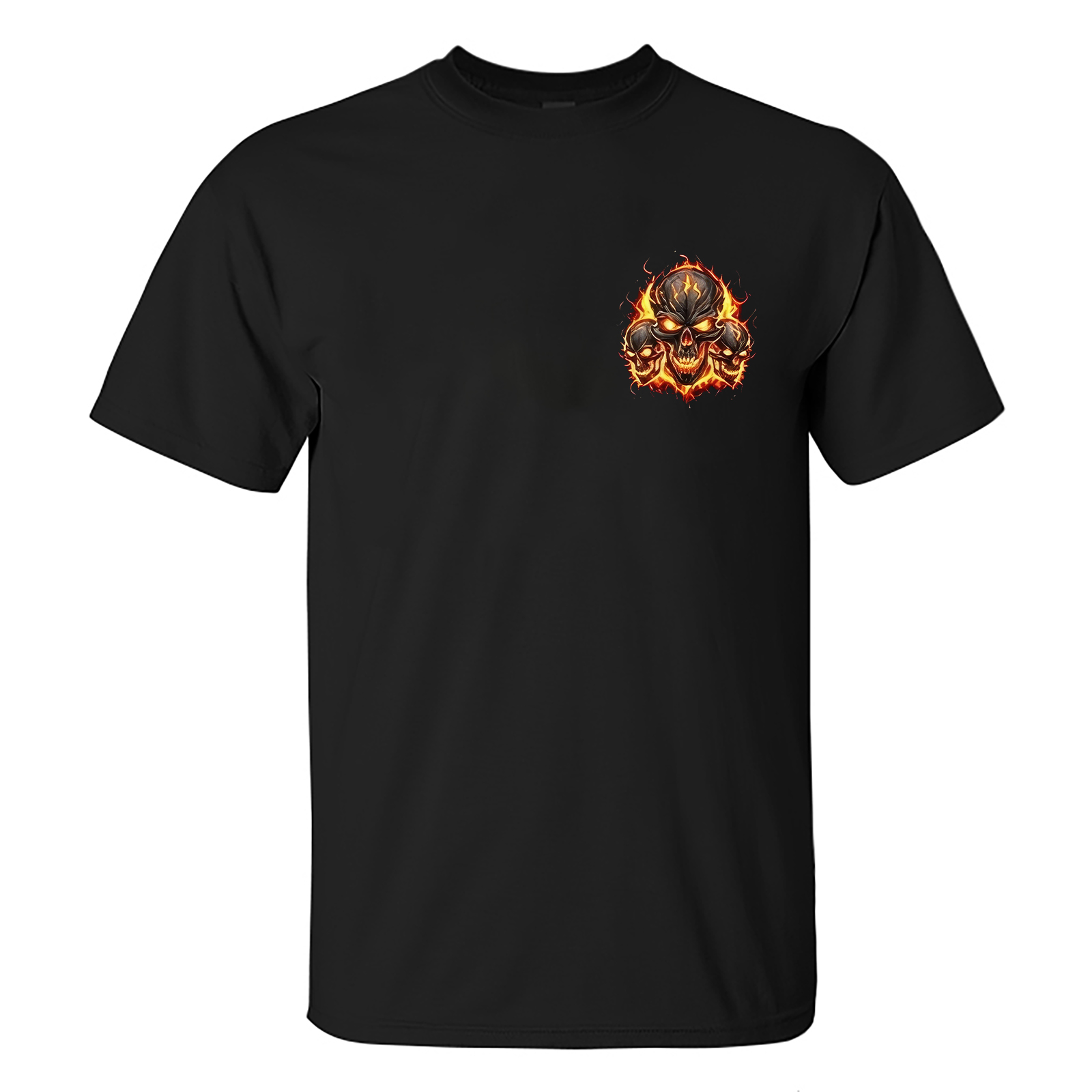 Each Morning the Devil Says OH CRAP, HE'S UP Fiery Skull Heavy-Metal GENX Men's Cotton Graphic T-Shirt
