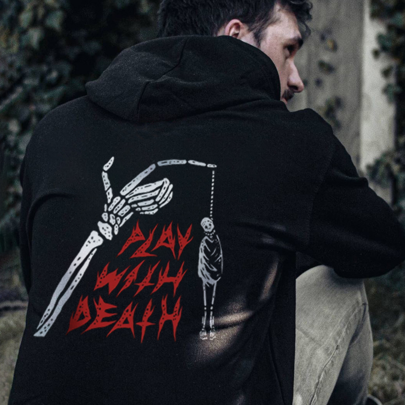  Letter Skeleton Printed Men's Casual Hoodie-Ranbybox