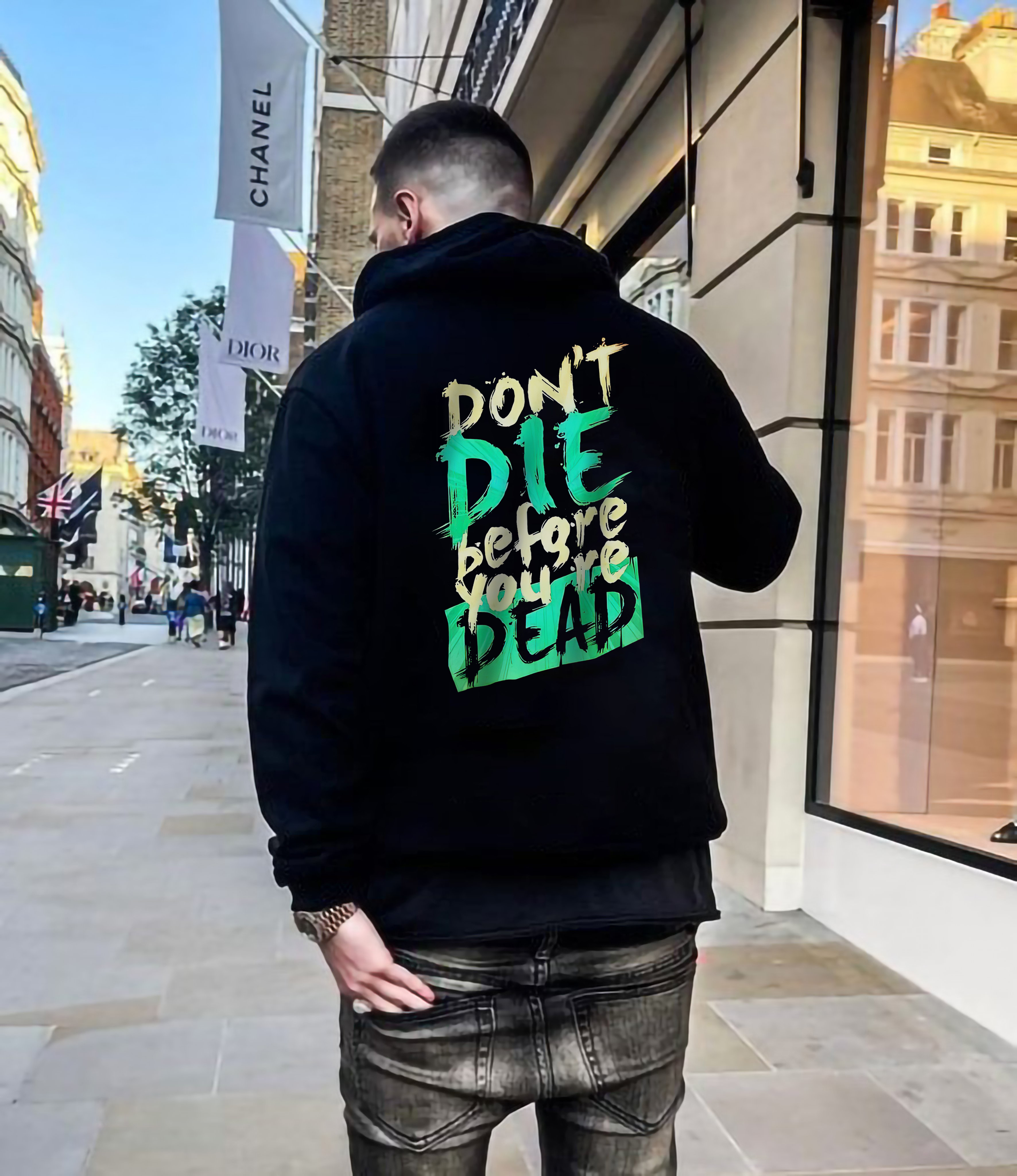 DON'T DIE BEFORE YOU'RE DEAD Men's Casual Hooded Sweater-Ranbybox