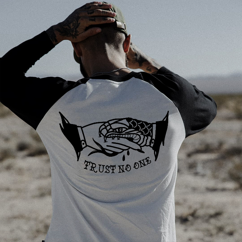  Trust No One Printed Men's Round Neck Long-Sleeve T-shirt-Ranbybox