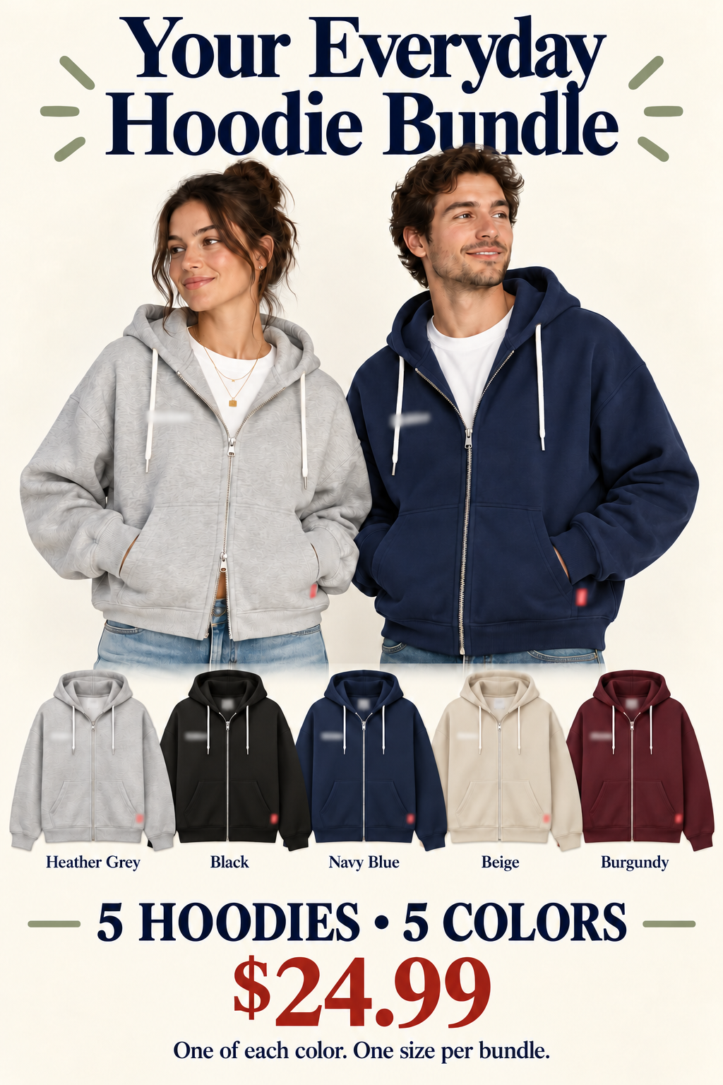 bundle — five-color zip hoodie bundle