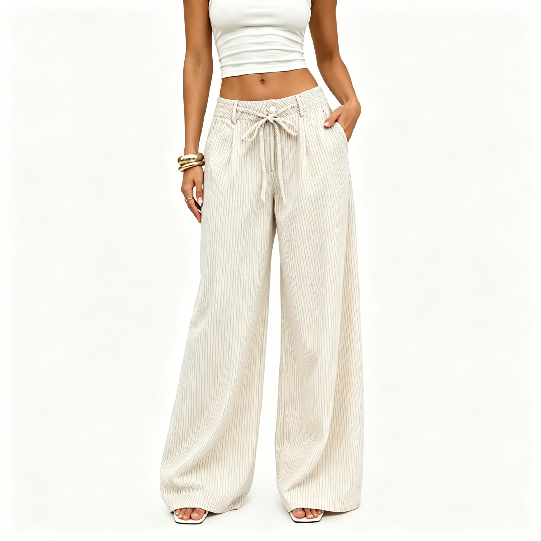 🔥 8 FOR ONLY $25.99! Women’s Striped Baggy Wide Leg Pants with Pockets – Limited-Time Deal