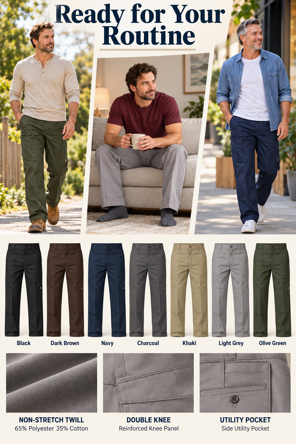 Work pants for casual everyday routines
