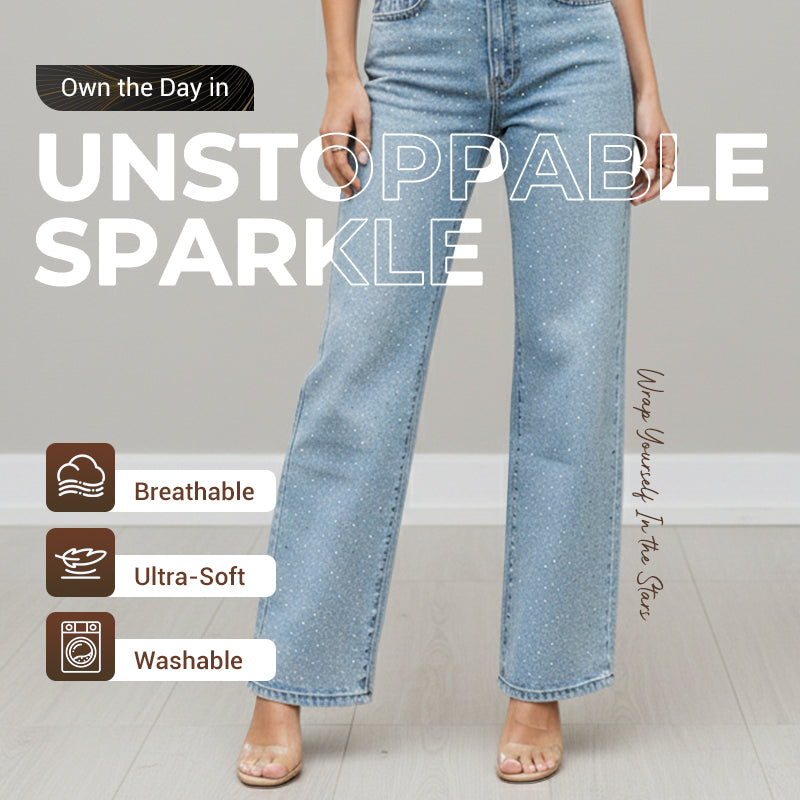 🔥 LIMITED-TIME CLEARANCE ⚡ 6 FOR ONLY $26.99! Women’s Rhinestone-Embellished Straight-Leg Jeans – Clearance Special