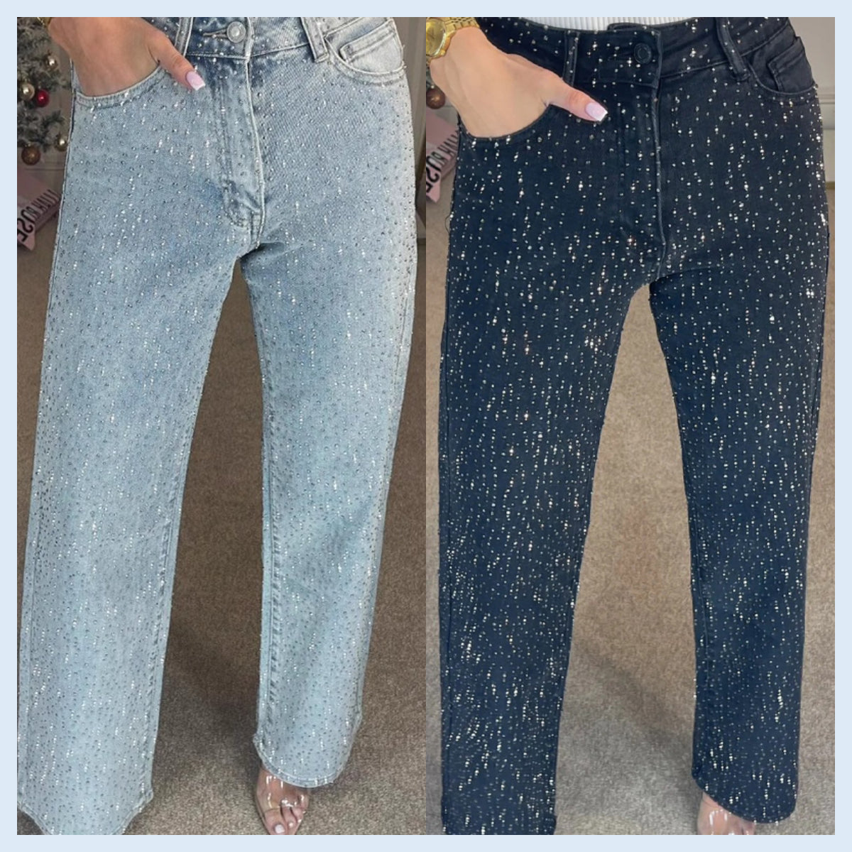 🔥 LIMITED-TIME CLEARANCE ⚡ 6 FOR ONLY $26.99! Women’s Rhinestone-Embellished Straight-Leg Jeans – Clearance Special