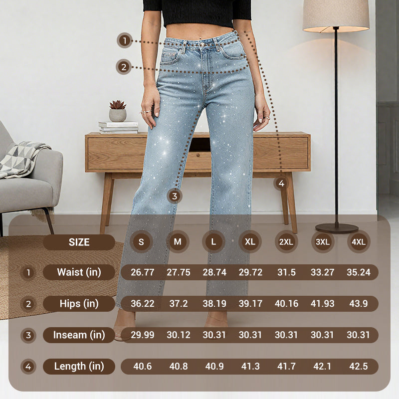 🔥 LIMITED-TIME CLEARANCE ⚡ 6 FOR ONLY $26.99! Women’s Rhinestone-Embellished Straight-Leg Jeans – Clearance Special