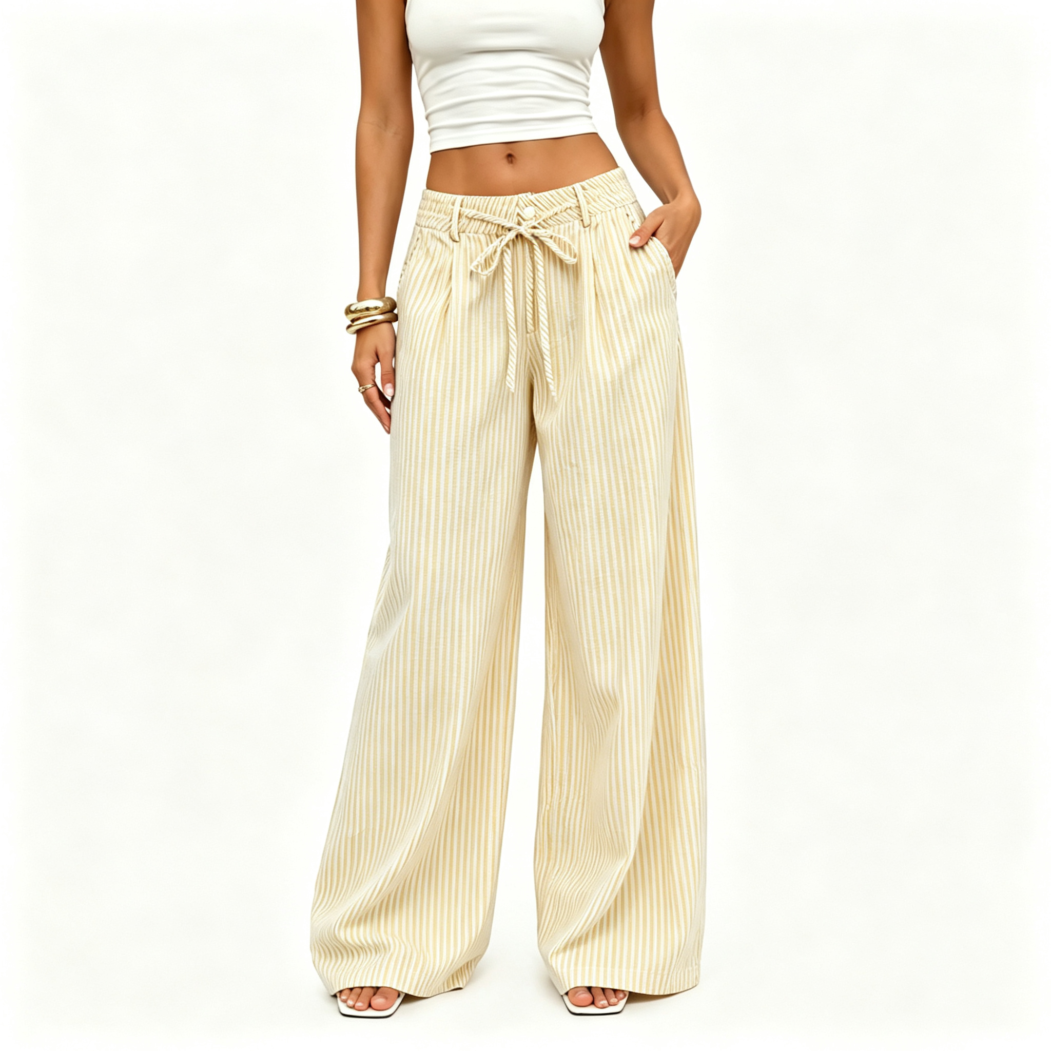 🔥 8 FOR ONLY $25.99! Women’s Striped Baggy Wide Leg Pants with Pockets – Limited-Time Deal