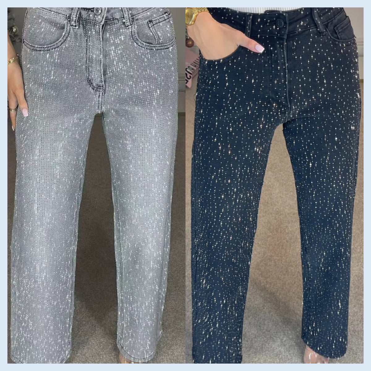 🔥 LIMITED-TIME CLEARANCE ⚡ 6 FOR ONLY $26.99! Women’s Rhinestone-Embellished Straight-Leg Jeans – Clearance Special