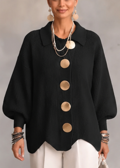 🤲LAST DAY SAVE 49% ⏰Oversized Collared Knit Cardigan With Large Metal Buttons