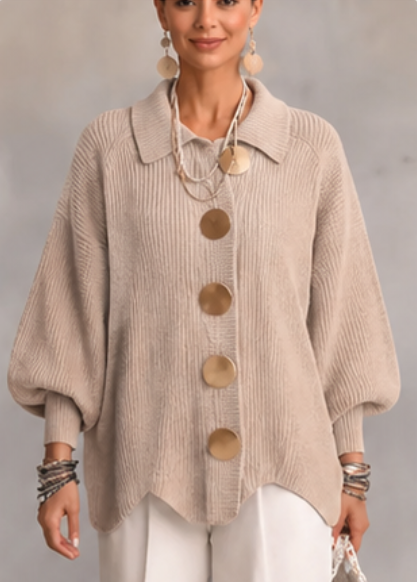 🤲LAST DAY SAVE 49% ⏰Oversized Collared Knit Cardigan With Large Metal Buttons