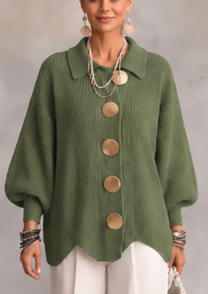 🤲LAST DAY SAVE 49% ⏰Oversized Collared Knit Cardigan With Large Metal Buttons