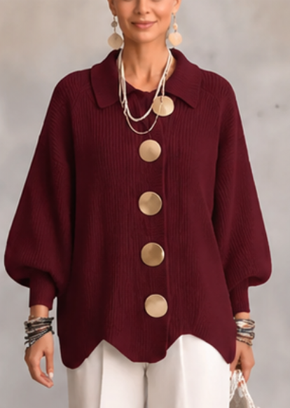 🤲LAST DAY SAVE 49% ⏰Oversized Collared Knit Cardigan With Large Metal Buttons
