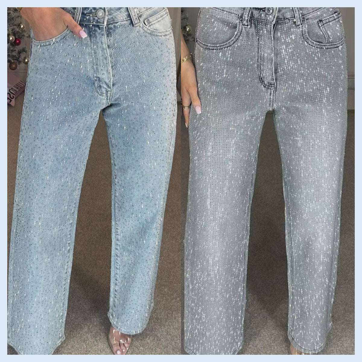 🔥 LIMITED-TIME CLEARANCE ⚡ 6 FOR ONLY $26.99! Women’s Rhinestone-Embellished Straight-Leg Jeans – Clearance Special