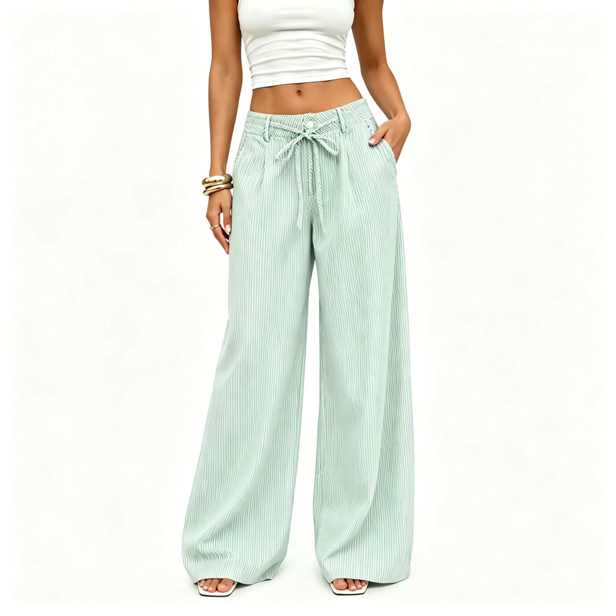 🔥 8 FOR ONLY $25.99! Women’s Striped Baggy Wide Leg Pants with Pockets – Limited-Time Deal