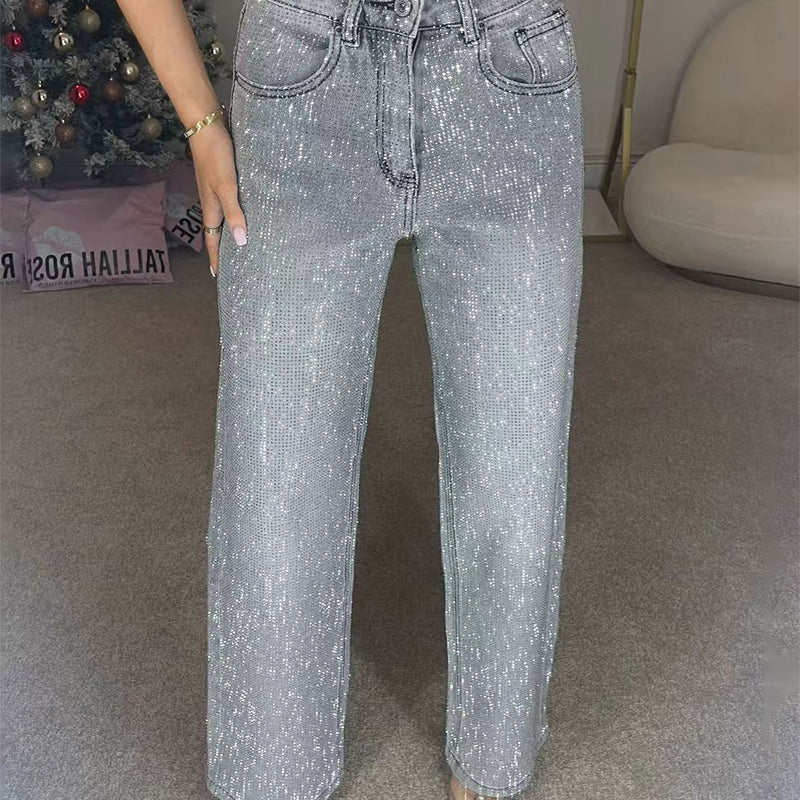 🔥 LIMITED-TIME CLEARANCE ⚡ 6 FOR ONLY $26.99! Women’s Rhinestone-Embellished Straight-Leg Jeans – Clearance Special