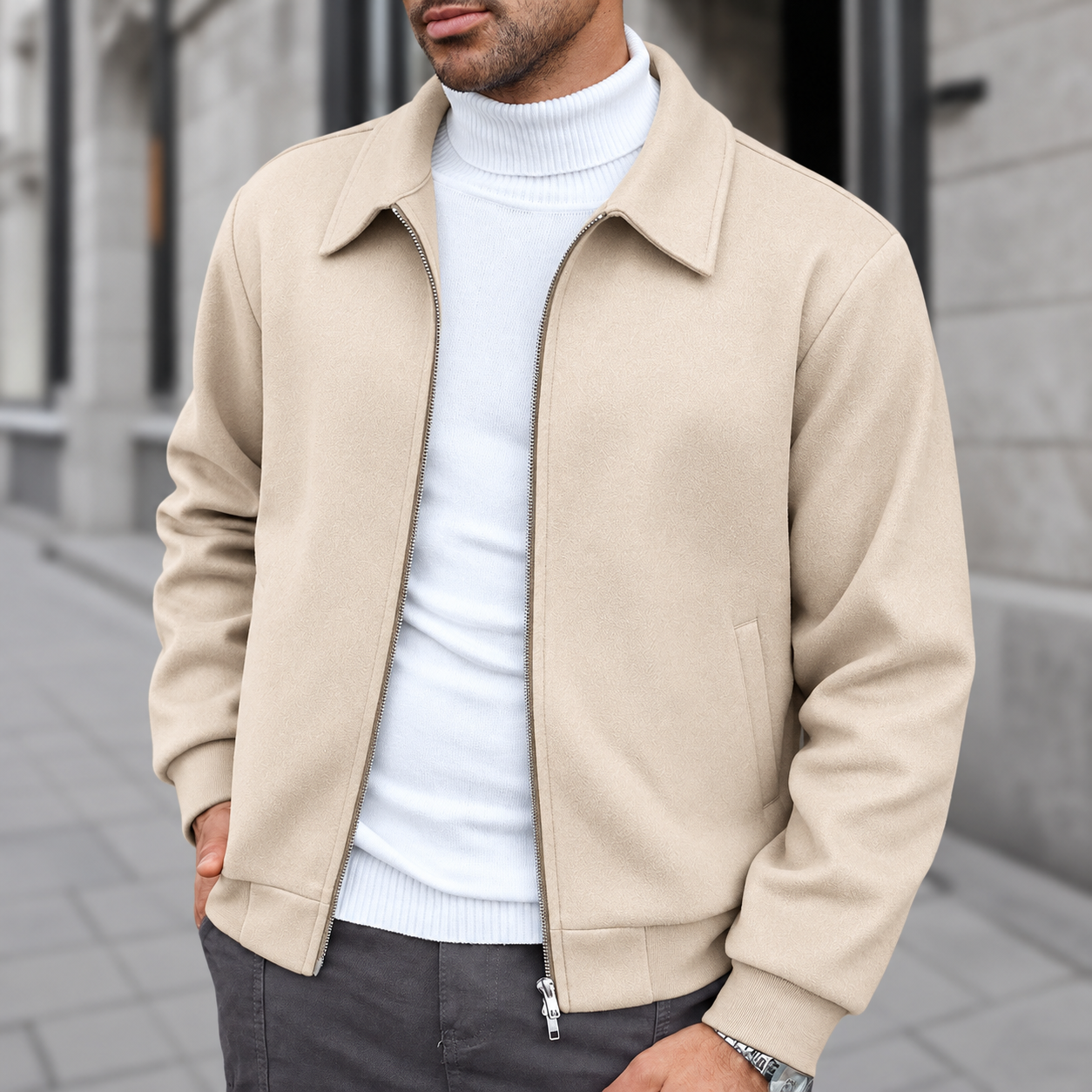 Men's classic zip-up jacket product view