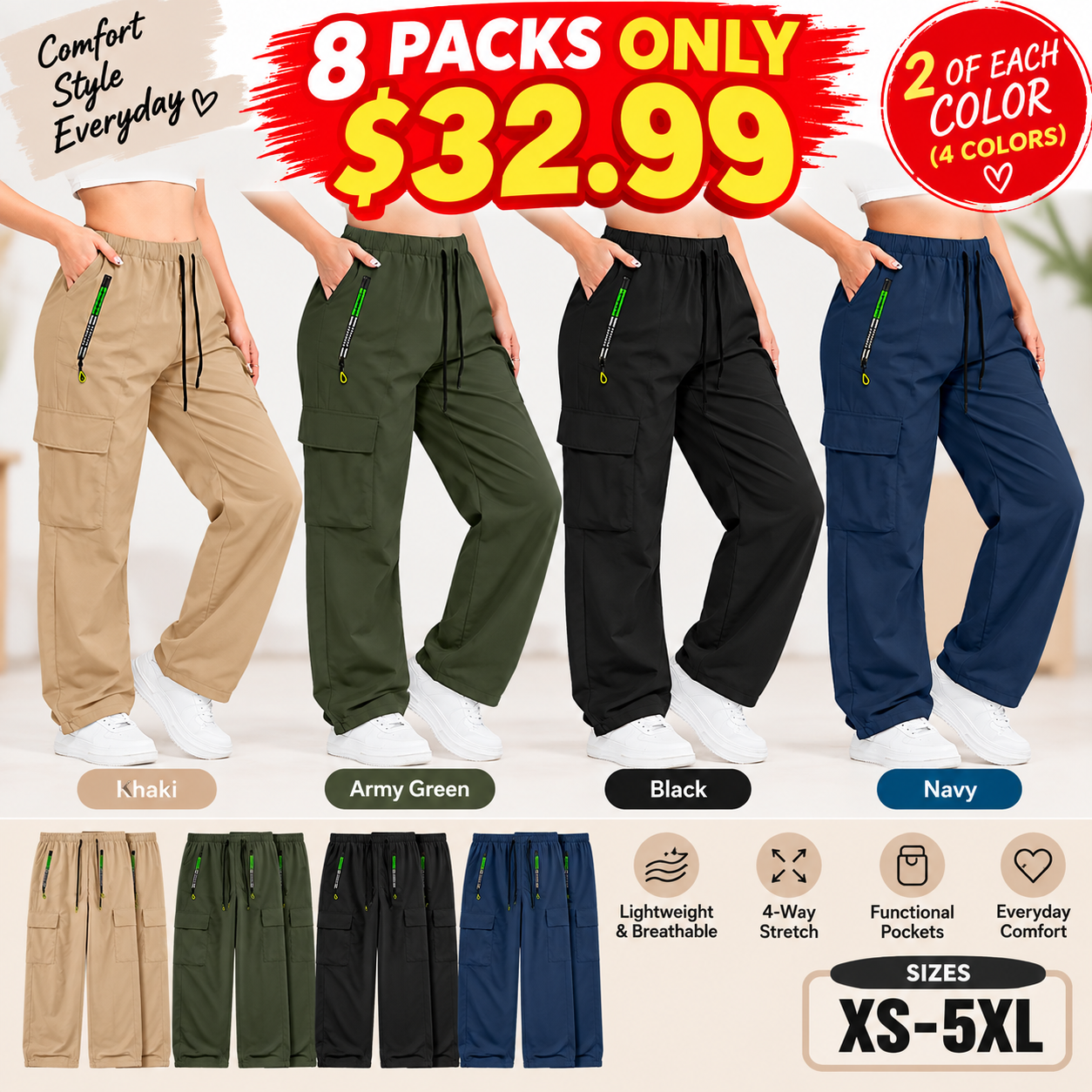 👖 50% RABATT! 💥 Vintage-Cargohose für Damen – Lockere Passform, Taschen & verstellbarer Bund – Ideal für Alltag, Reisen & Outdoor ✨