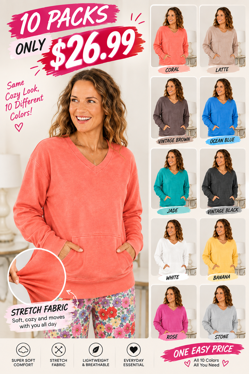 💚Cozy Campfire V-Neck Sweatshirt