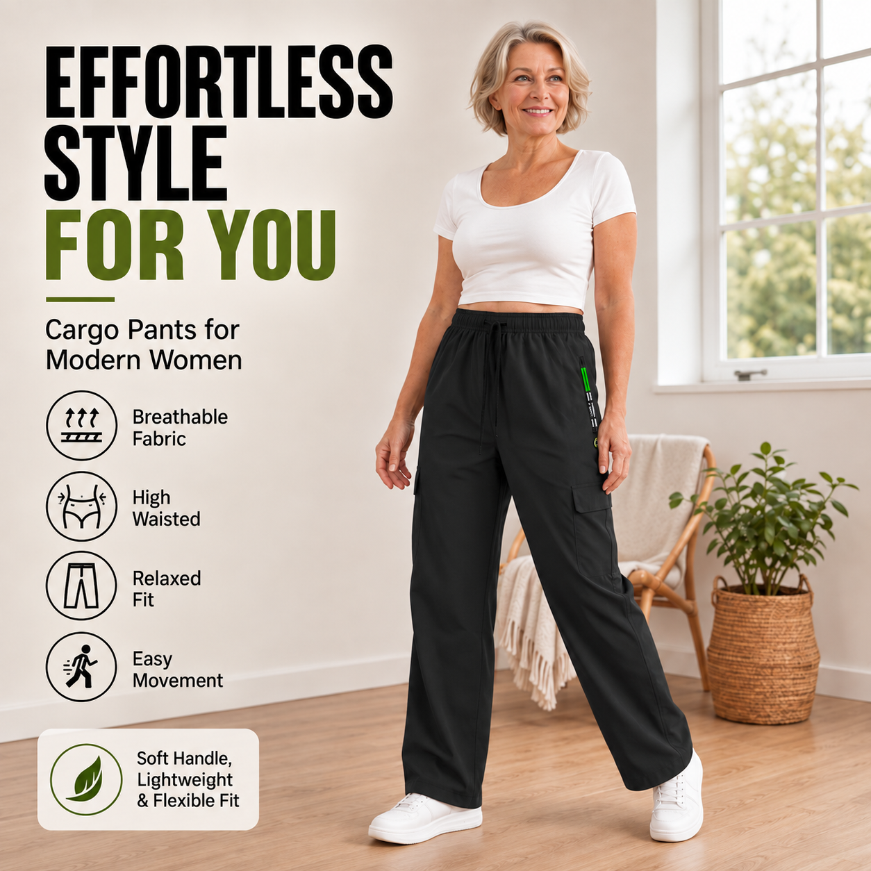 🔥 LIMITED-TIME CLEARANCE ⚡ 4 FOR ONLY $24.99! Women’s Vintage Cargo Pants – Relaxed Fit, Functional Pockets & Adjustable Waist