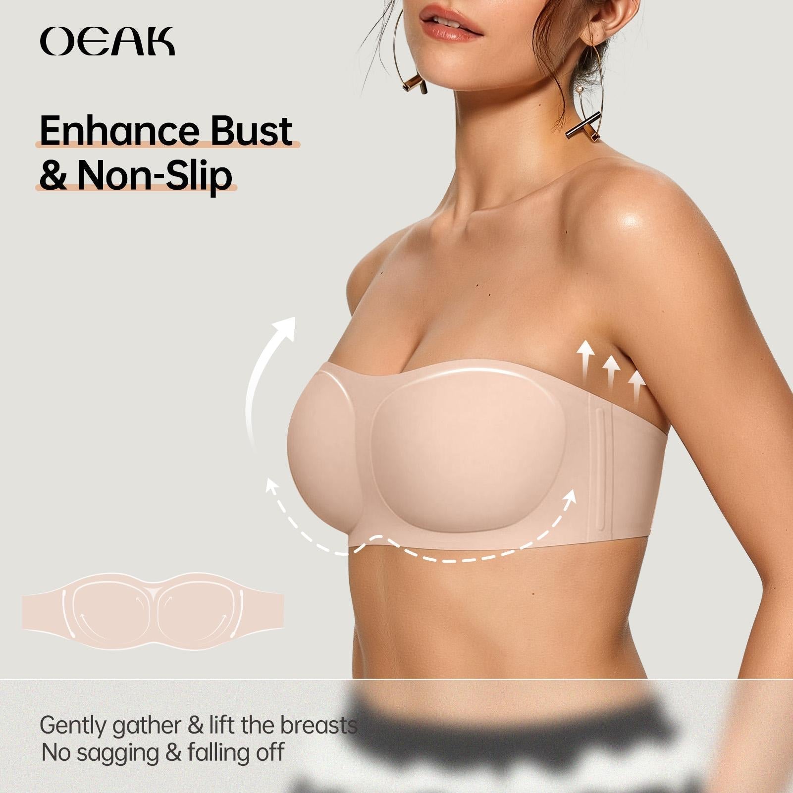 🔥 CLEARANCE SPECIAL – 5 FOR ONLY $23.99! Women’s Strapless Wireless Push-Up Bras – Non-Slip & Seamless Comfort