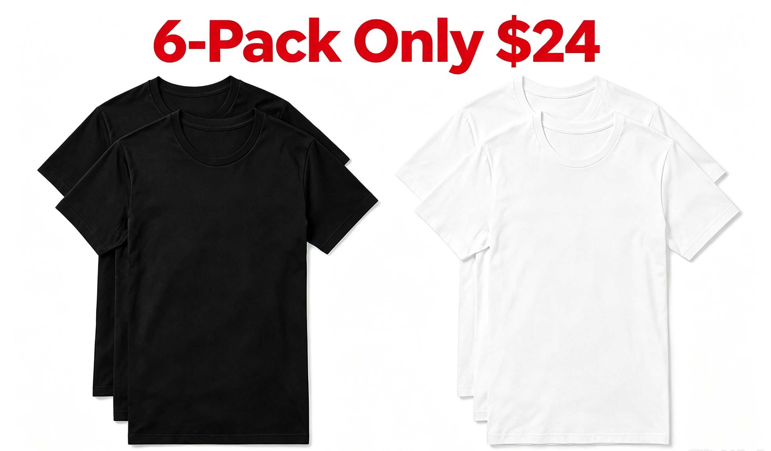 Men’s 3-Pack Slim Fit Crewneck T-Shirts – White & Black