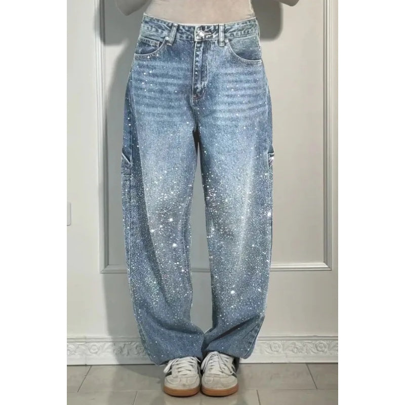 🔥 LIMITED-TIME CLEARANCE ⚡ 6 FOR ONLY $26.99! Women’s Rhinestone-Embellished Straight-Leg Jeans – Clearance Special