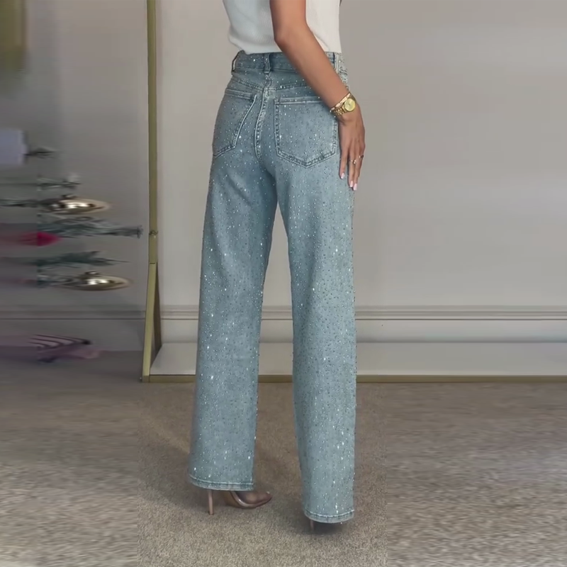 🔥 LIMITED-TIME CLEARANCE ⚡ 6 FOR ONLY $26.99! Women’s Rhinestone-Embellished Straight-Leg Jeans – Clearance Special