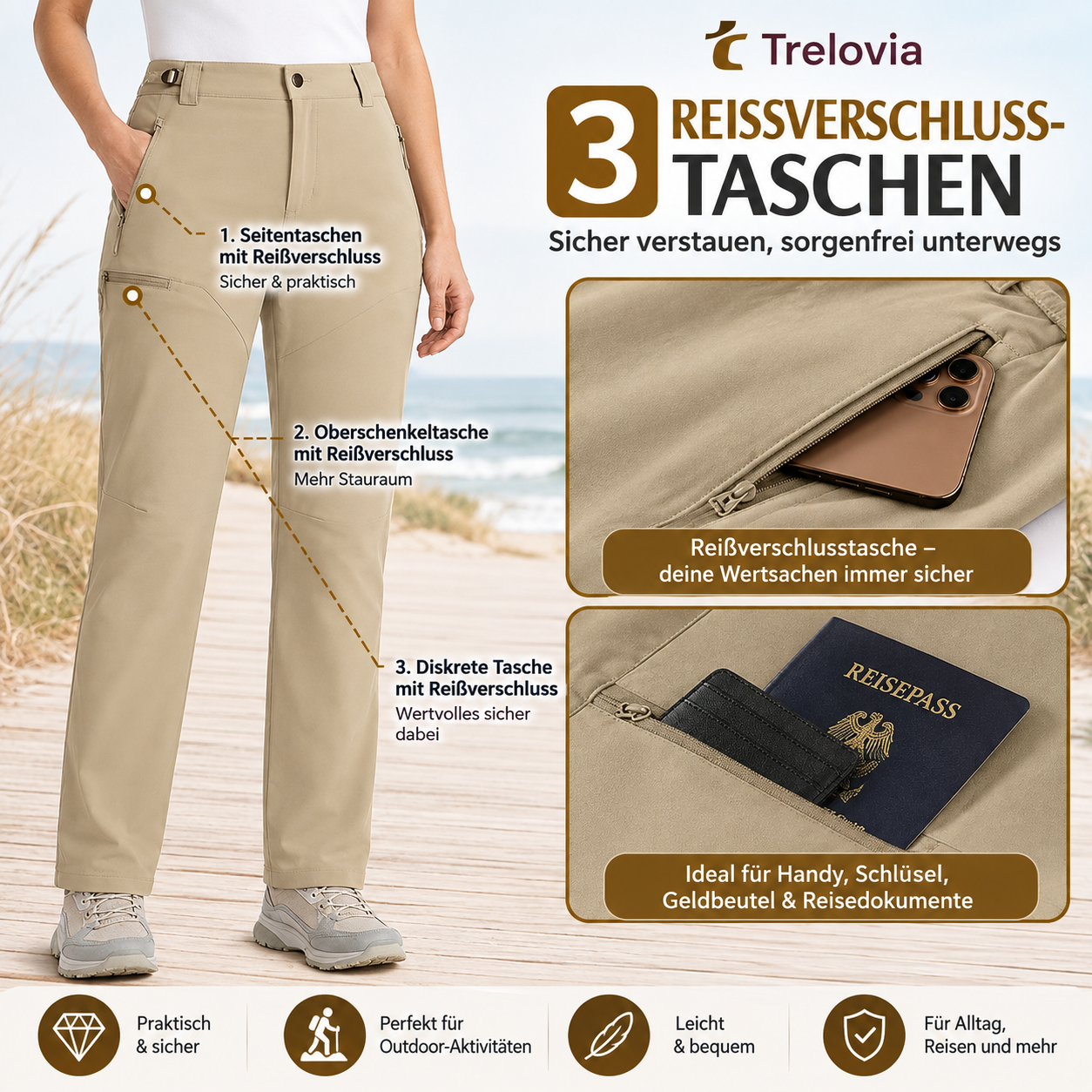 🔥 7 STÜCK FÜR NUR 26,99 €! Trelovia Damen-Outdoorhose mit Stretch – leicht, flexibel und wasserabweisend