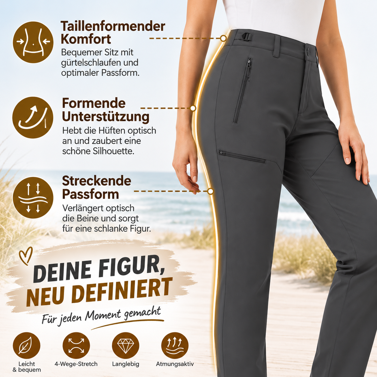 🔥 7 STÜCK FÜR NUR 26,99 €! Trelovia Damen-Outdoorhose mit Stretch – leicht, flexibel und wasserabweisend
