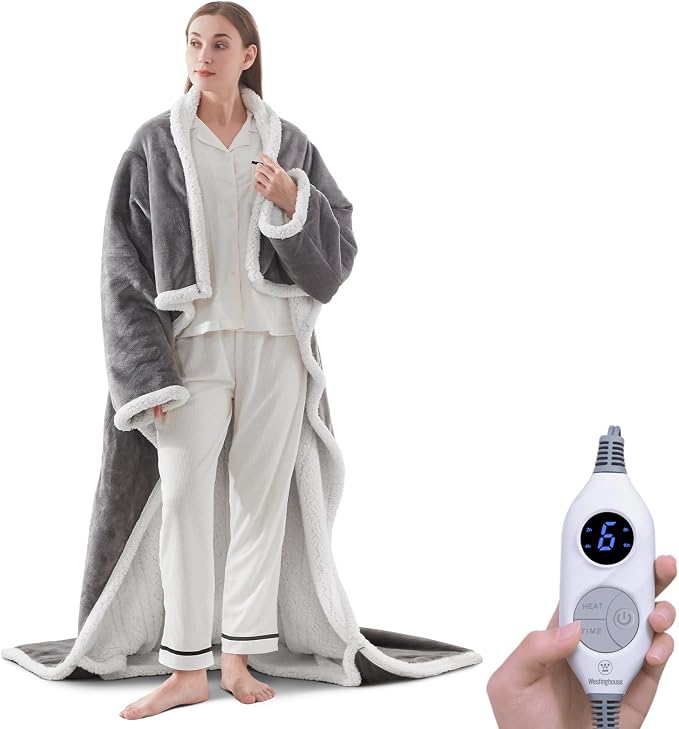 🔥 12 FOR ONLY $29.99! Heated Sherpa Wrap with Foot Pocket – Cozy Warmth, Overheat Protection & Auto Shut-Off