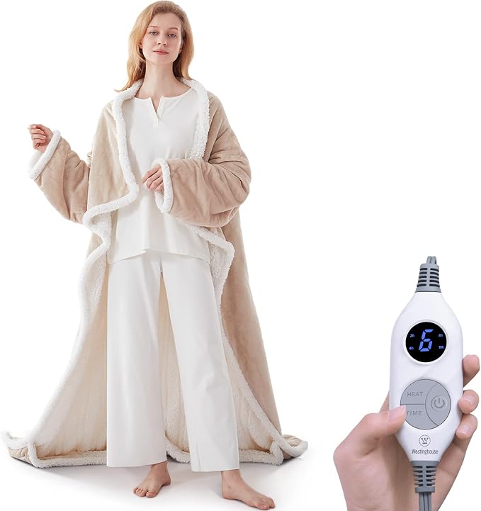 🔥 12 FOR ONLY $29.99! Heated Sherpa Wrap with Foot Pocket – Cozy Warmth, Overheat Protection & Auto Shut-Off