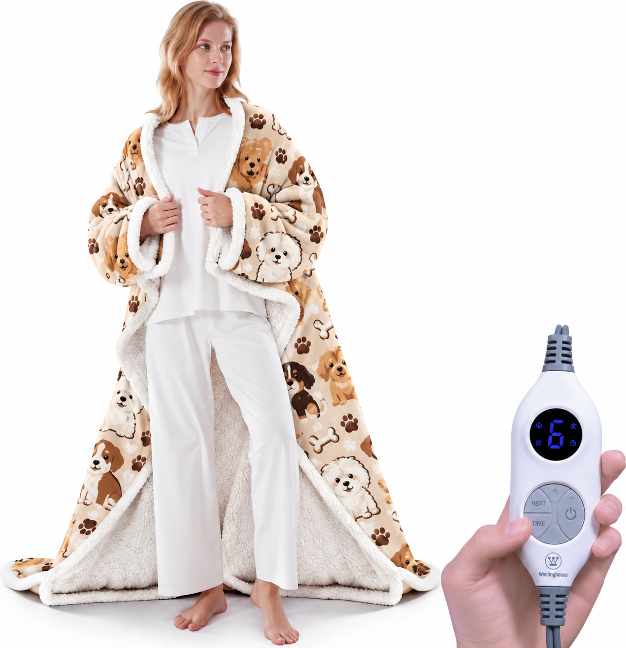 🔥 12 FOR ONLY $29.99! Heated Sherpa Wrap with Foot Pocket – Cozy Warmth, Overheat Protection & Auto Shut-Off