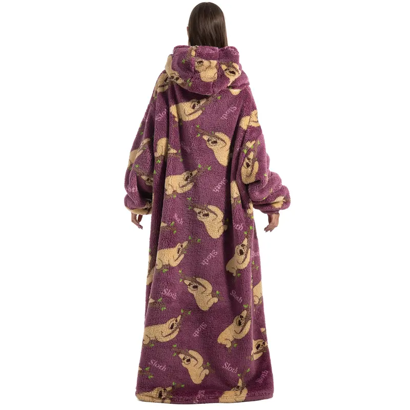 Msrlassn Oversized Cute Wearable Hoodie Blanket Nightgown Ultra Soft Sherpa Hooded Blankets Warm with Giant Pockets Halloween for Women Men Adults
