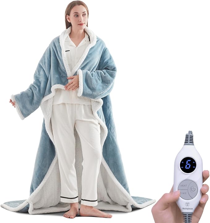 🔥 12 FOR ONLY $29.99! Heated Sherpa Wrap with Foot Pocket – Cozy Warmth, Overheat Protection & Auto Shut-Off