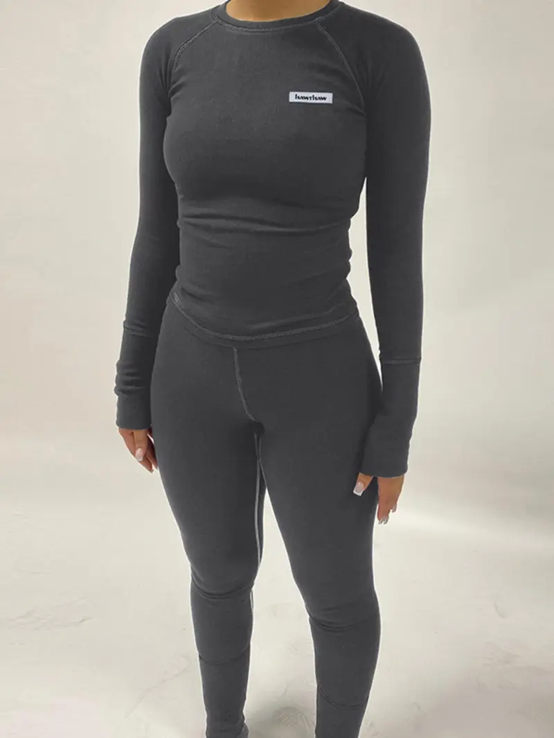 Women's Letter Patched Raglan Sleeve Knitted Tee & Skinny Pants Set, Casual Long Sleeve Round Neck T-shirt & Trousers Two-piece Set Casual Style Set for Fall & Winter Outfit Womenswear Clothes Women's Letter Patched Raglan Sleeve Knitted Tee & Skinny Pants Set, Casual Long Sleeve Round Neck T-shirt & Trousers Two-piece Set Casual Style Set for Fall & Winter Outfit Womenswear Clothes