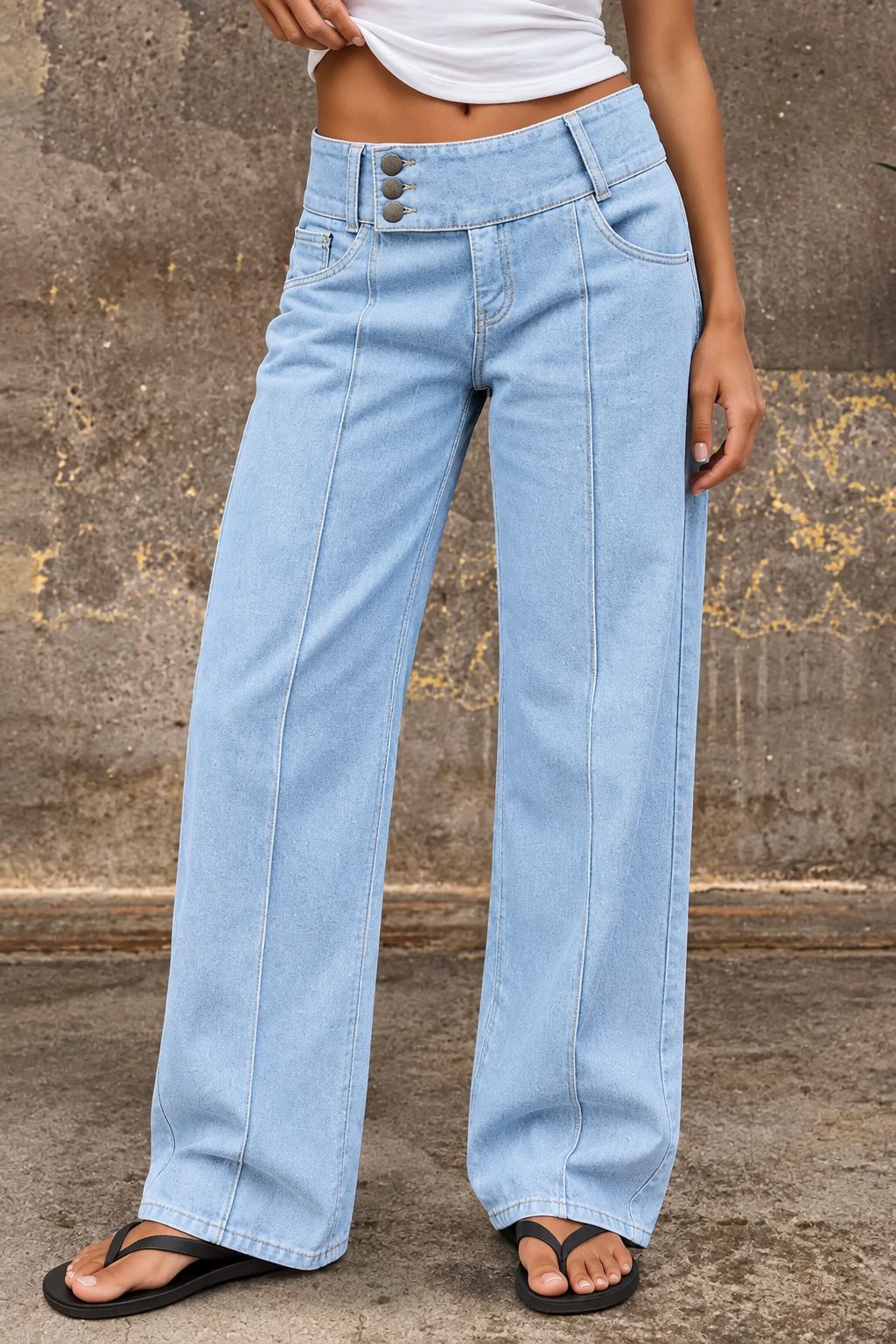 🔥 6 FOR ONLY $29.99! Women’s Mid-Waist Straight Leg Crop Jeans – Washed Ripped Raw Hem Denim