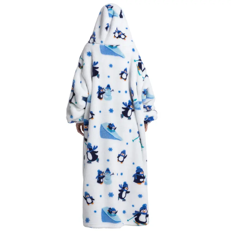 Msrlassn Oversized Cute Wearable Hoodie Blanket Nightgown Ultra Soft Sherpa Hooded Blankets Warm with Giant Pockets Halloween for Women Men Adults