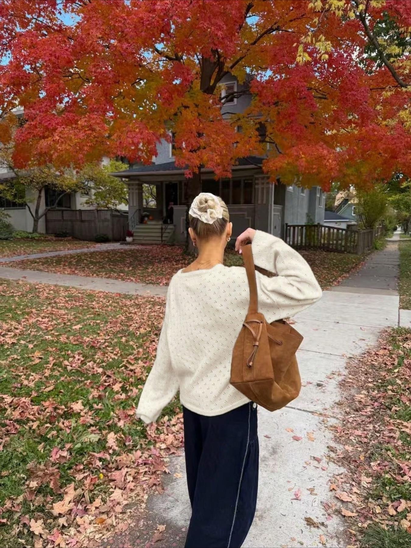 New Women's Y2K Elegant Pullover, Long Sleeve Fitted Knit Top, Soft Campus Wear, Perfect for Spring, Fall, Winter