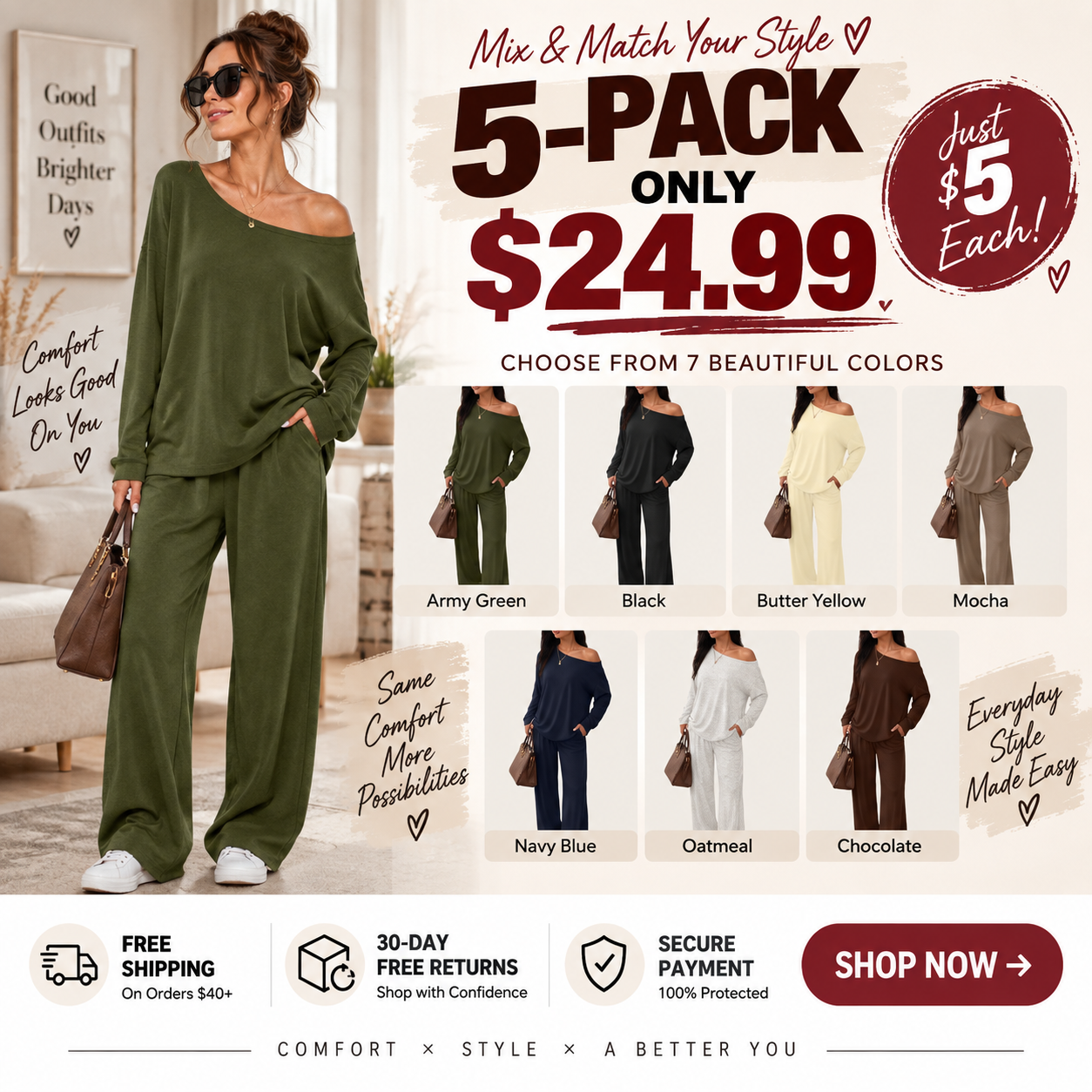 Trendy Queen 2 Piece Lounge Sets for Women 2026 Fall Outfits Sweat Sets