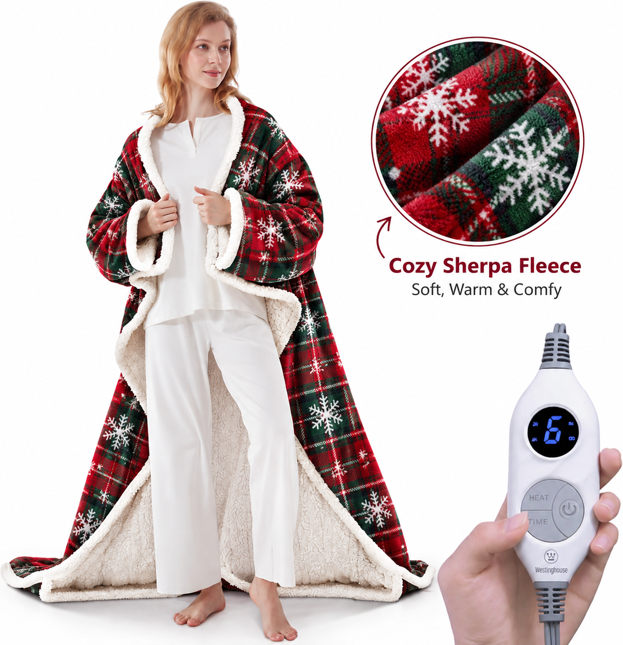 🔥 12 FOR ONLY $29.99! Heated Sherpa Wrap with Foot Pocket – Cozy Warmth, Overheat Protection & Auto Shut-Off
