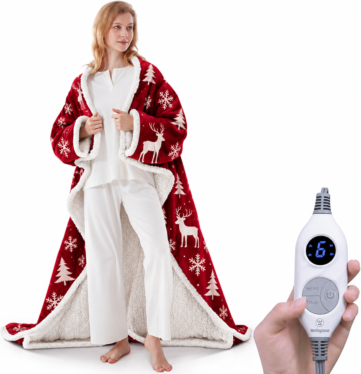 🔥 12 FOR ONLY $29.99! Heated Sherpa Wrap with Foot Pocket – Cozy Warmth, Overheat Protection & Auto Shut-Off