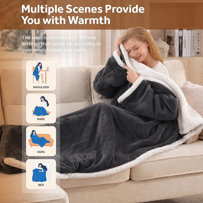 🔥 12 FOR ONLY $29.99! Heated Sherpa Wrap with Foot Pocket – Cozy Warmth, Overheat Protection & Auto Shut-Off